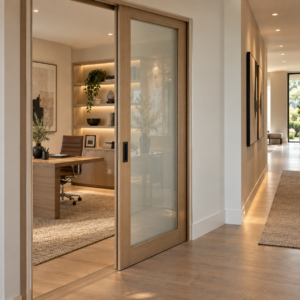 wood glass pocket door